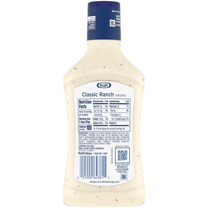 Kraft - classic ranch nutrition facts per serving